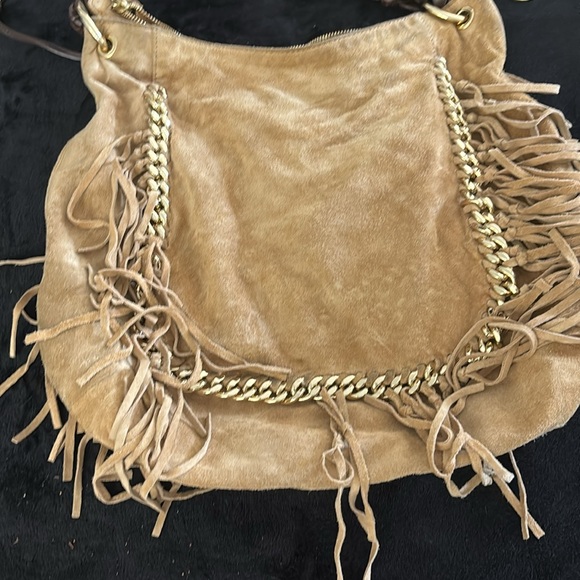 Large suede designer shoulder bag - Picture 2 of 6